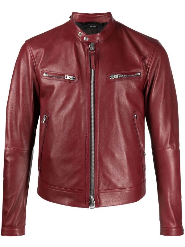 Red leather biker jacket