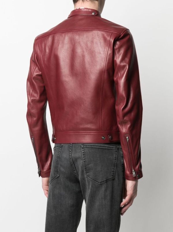 Red leather biker jacket