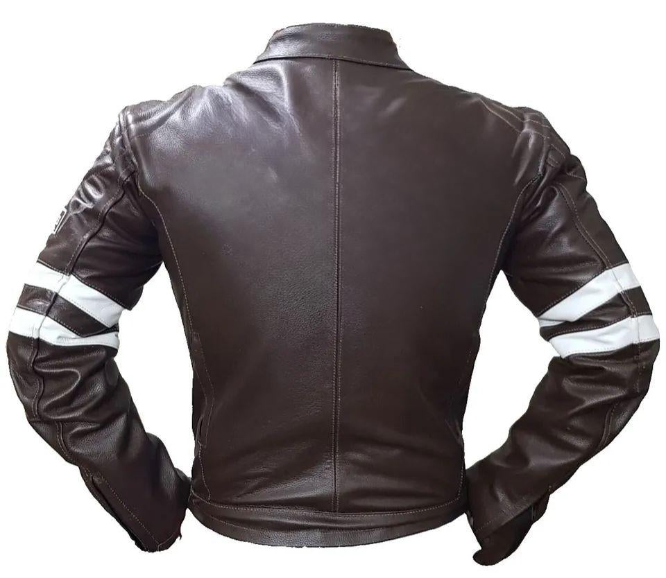 Unique Vintage Look Distressed Men Brown Leather Jacket