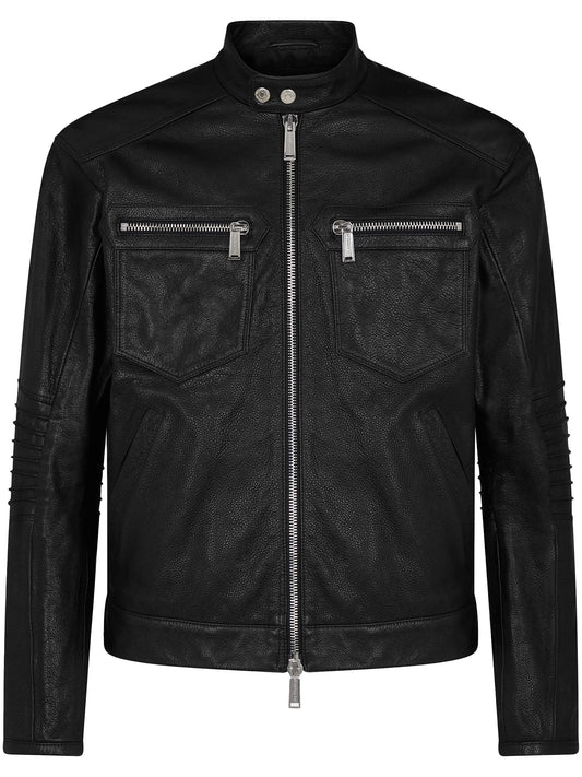 Black versatile leather jacket