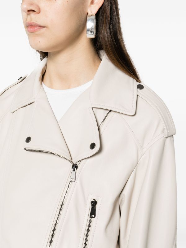 White women leather jacket
