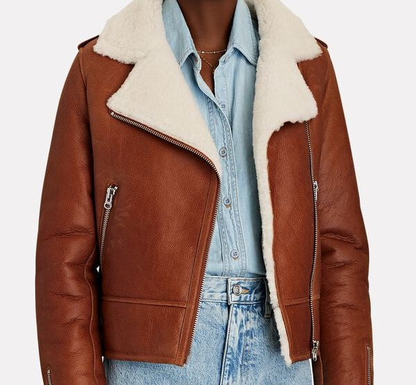 WOMEN's Premium Brown Shearling Jacket.