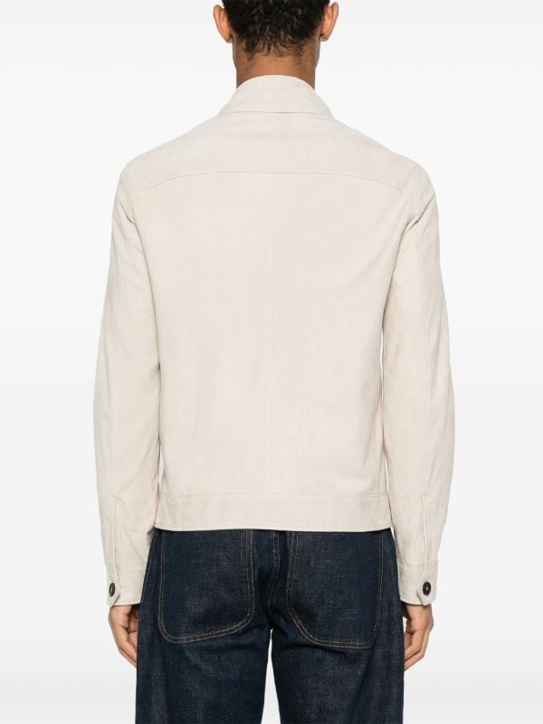 suede off-white zipped jacket
