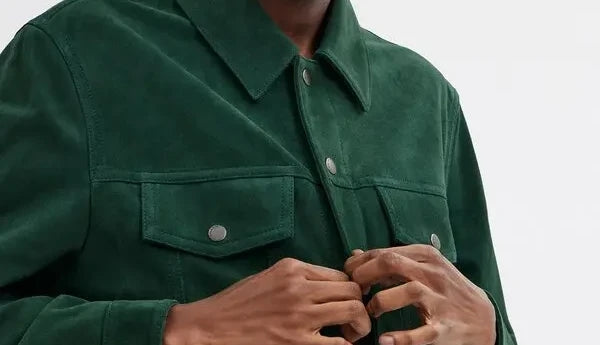 MEN's PREMIUM Suede Green Leather Jacket