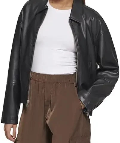 WOMEN's Versatile Bomber Leather Jacket