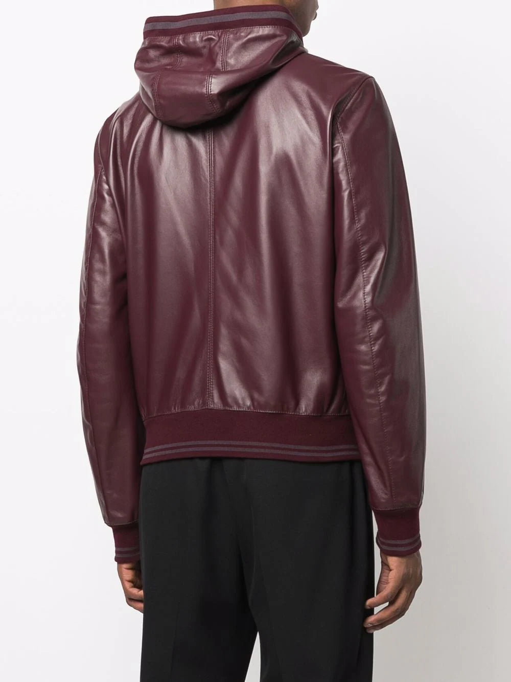 Cherry-Hooded leather jacket