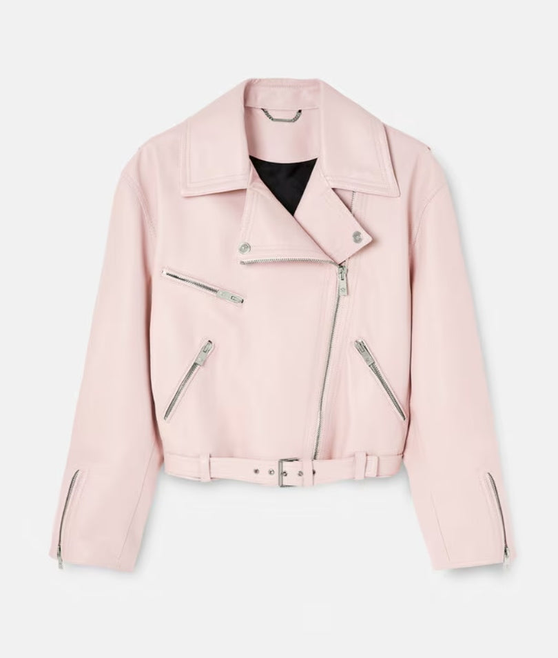 WOMEN's Pink Oversized Biker Jacket