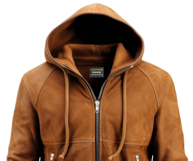 MEN's Suede Hooded Leather Jacket