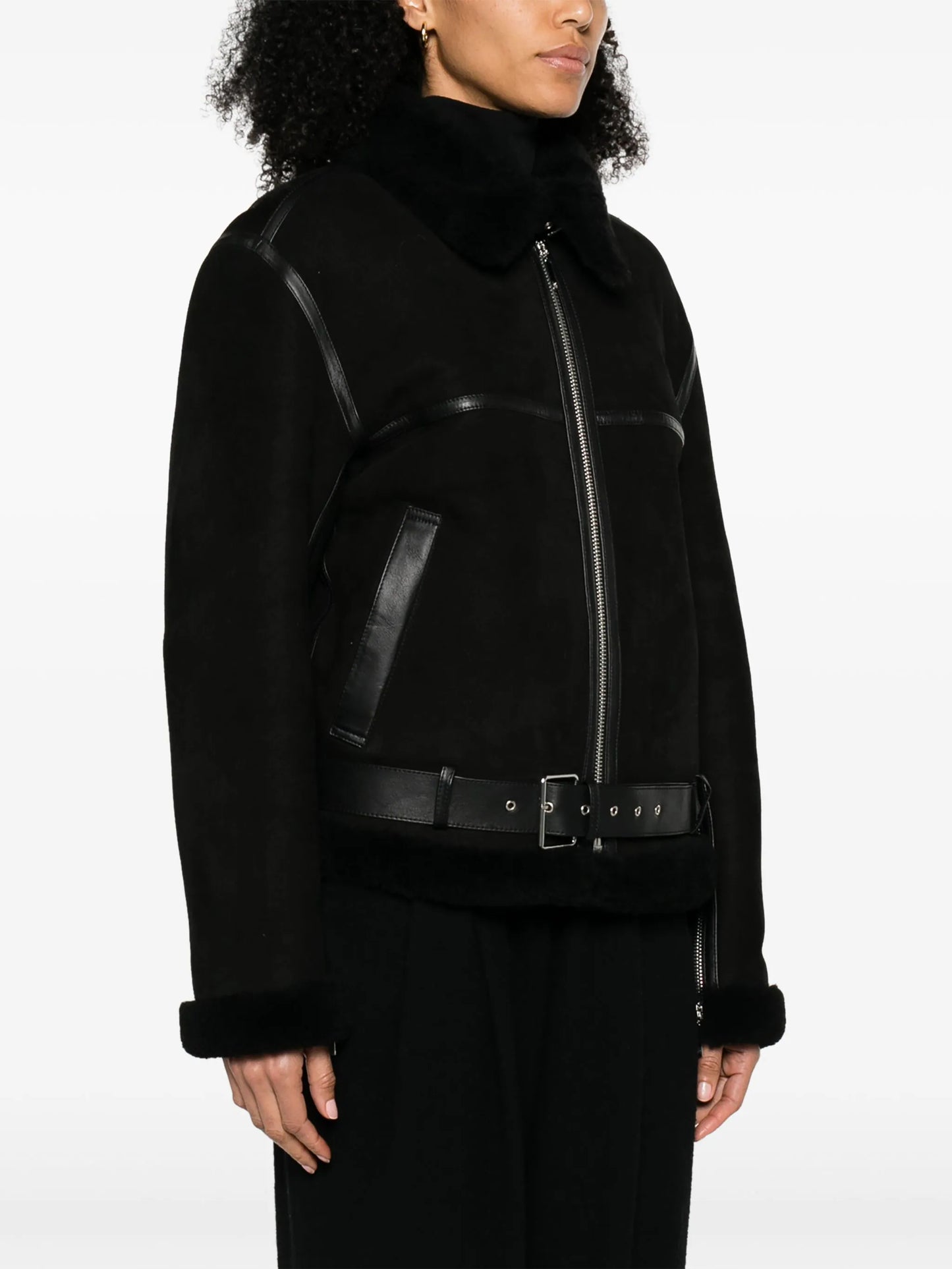 Black shearpa leather jacket