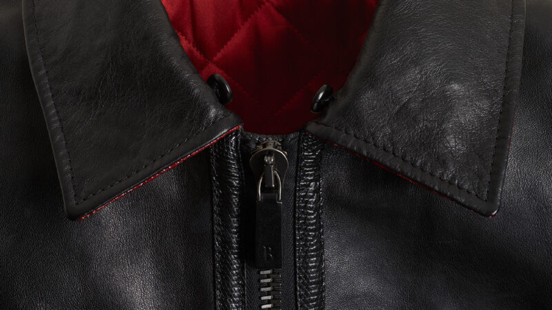 MEN's Backprint  Black Leather Jacket