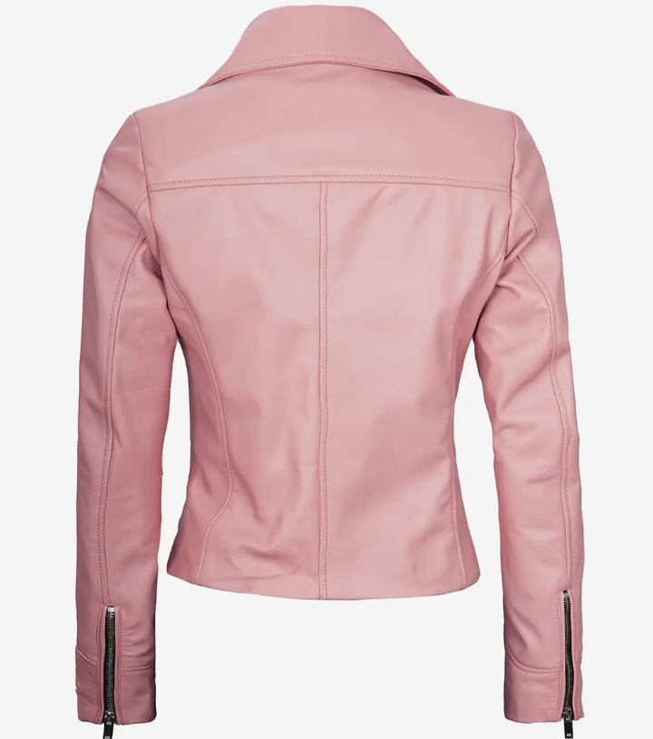 Women's Pink Moto Leather Jacket