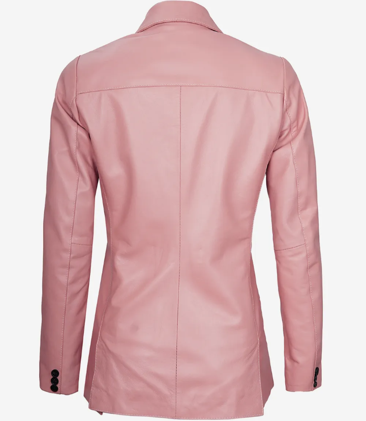 Women's Pink Leather Long coat