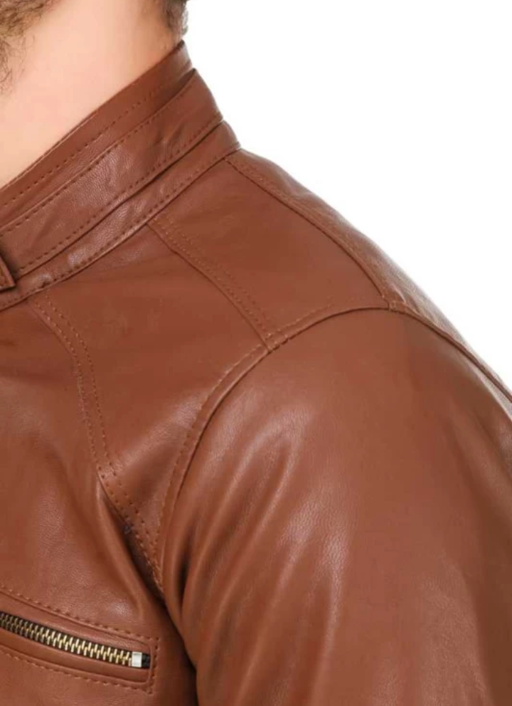 Men's Elegant Brown Fashion Leather Jacket