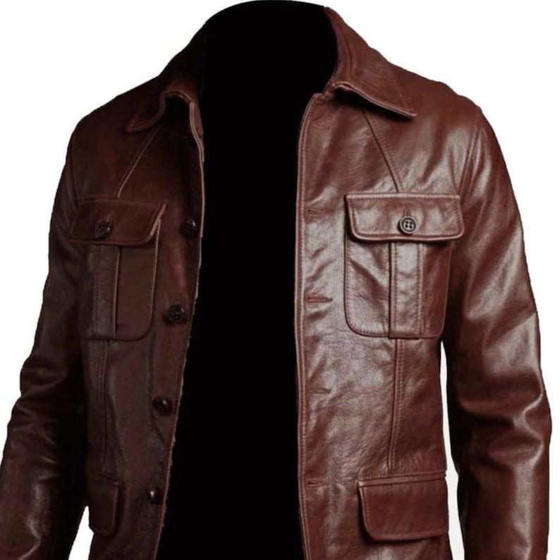 MEN's Brown Classy Leather Coat