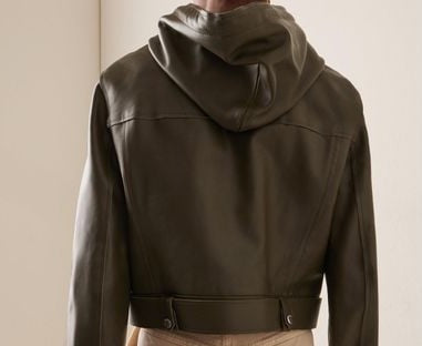 WOMEN's Hooded Leather Jacket