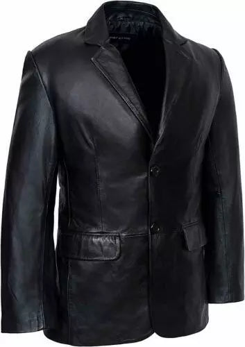 MEN's Black Leather Coat