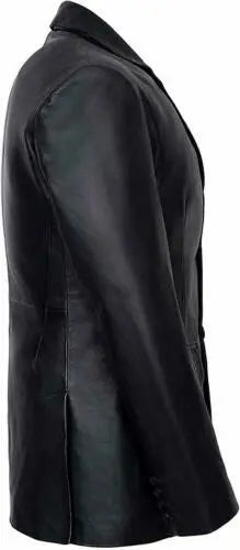 MEN's Black Leather Coat