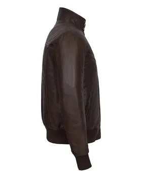 MEN's Quilted Brown Retro Bomber Leather Jacket