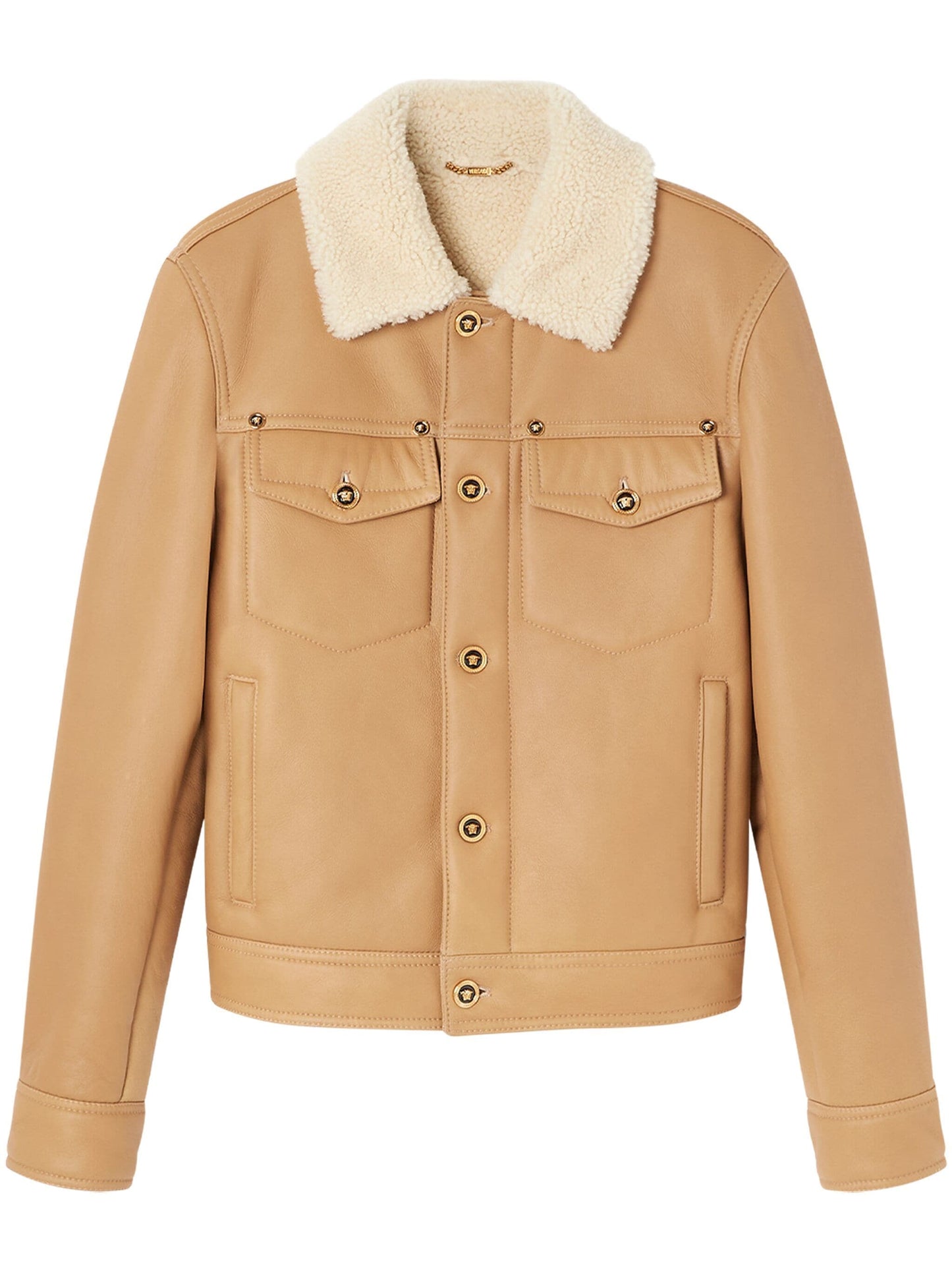 SHEARLING COLLAR-PANEL LEATHER JACKET
