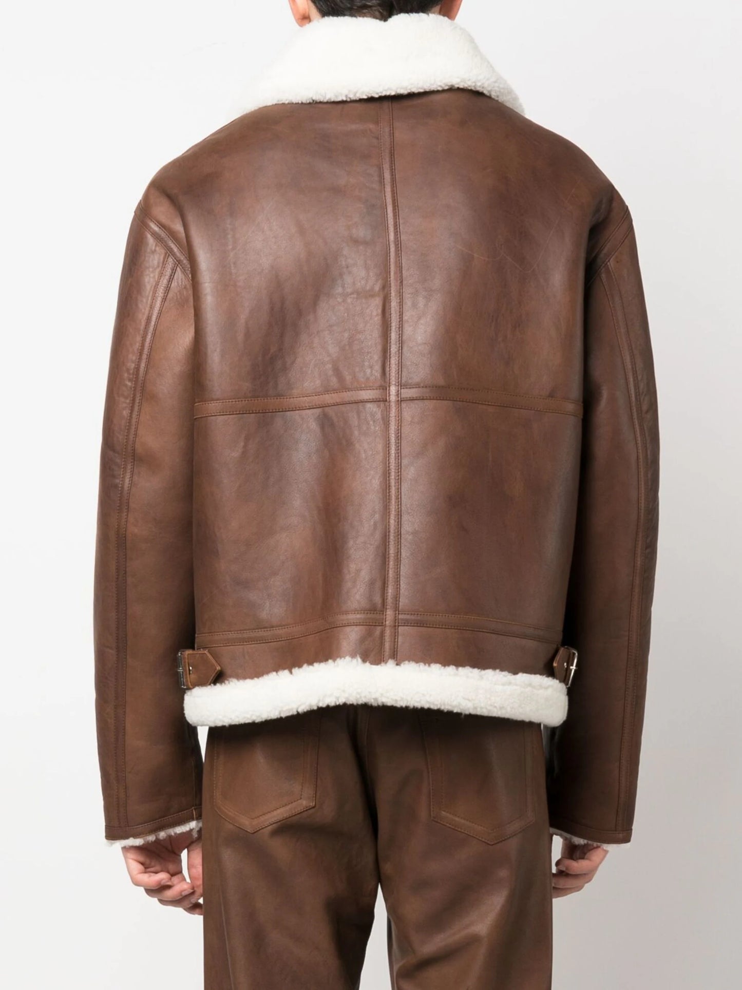 shearling-zip-fastening jacket